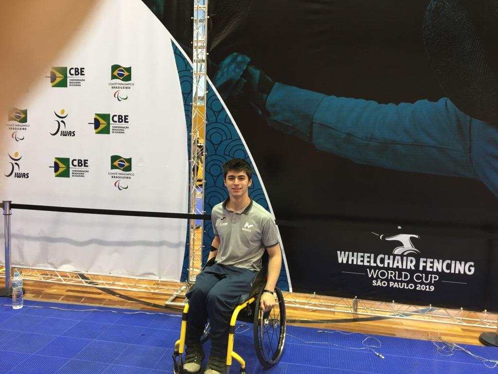 Gaëtan Charlot lors de la Coupe du Monde d'escrime handisport de Sao Paulo qui a eu lieu fin mai 2019.