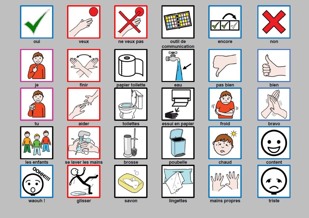 tableau de langage assisté pour la salle de bain